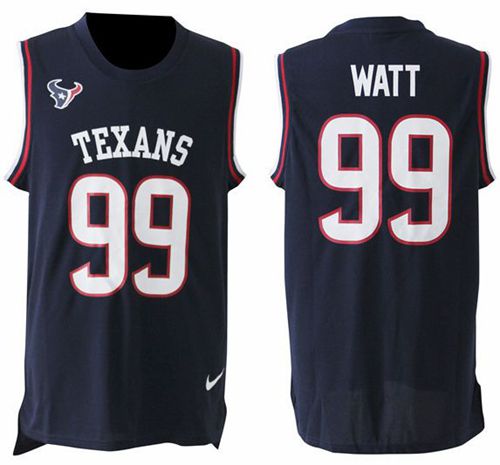 Nike Texans #99 J.J. Watt Navy Blue Team Color Men's Stitched NFL Limited Tank Top Jersey - Click Image to Close